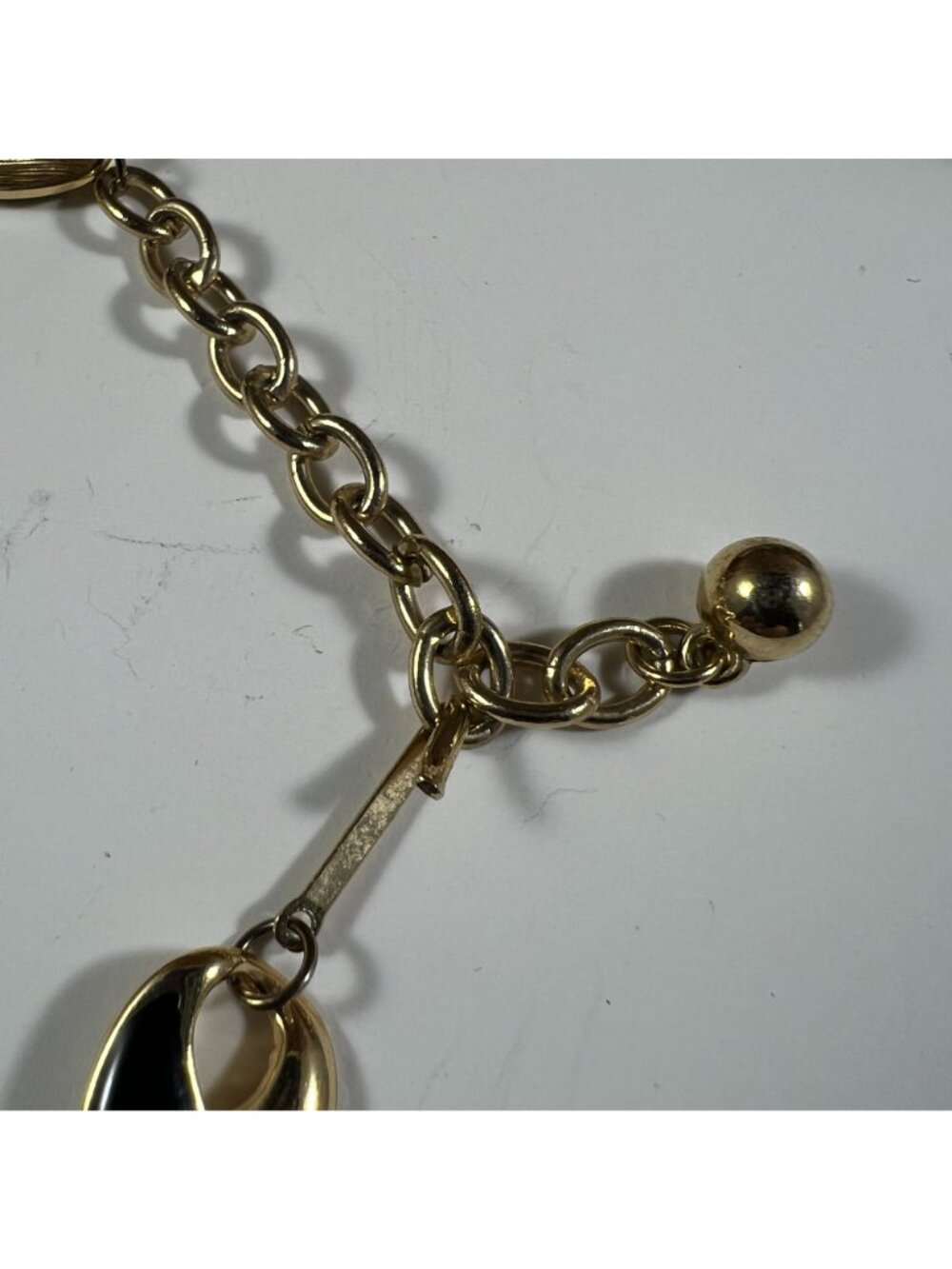 Vintage Gold Tone & Black Enamel Twist Link Necklace - Picture 3 of 3